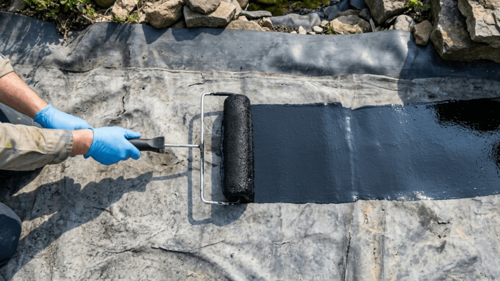 Image showing Pond Pro 2000 sealant fusing into the pores of a concrete substrate for a permanent bond. Image showing Pond Pro 2000 sealant fusing into the pores of a concrete substrate for a permanent bond.