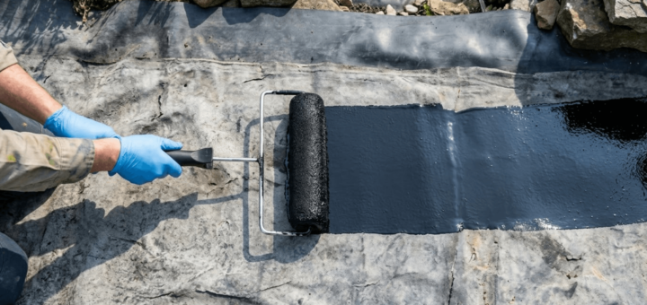 Image showing Pond Pro 2000 sealant fusing into the pores of a concrete substrate for a permanent bond.